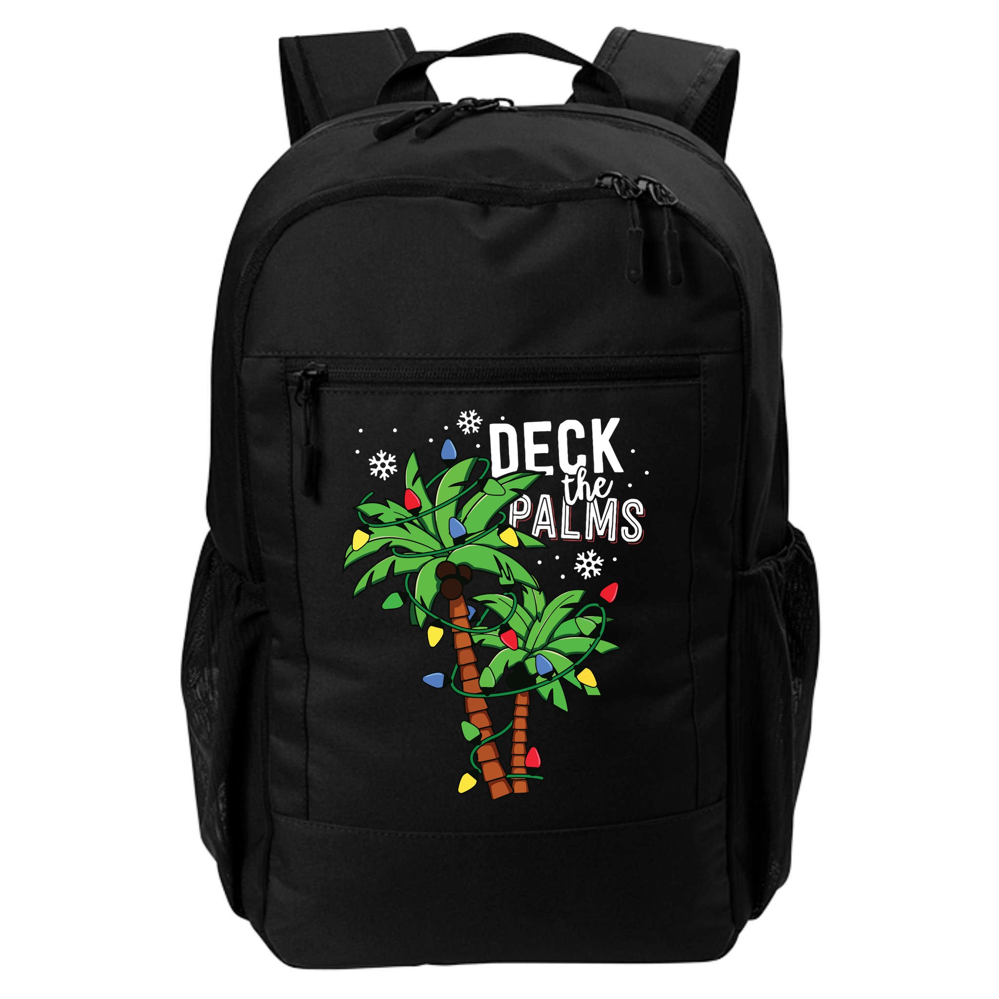 Deck The Palms Tropical Hawaii Christmas Palm Tree Lights Backpack