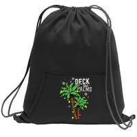 Deck The Palms Tropical Hawaii Christmas Palm Tree Lights Sweatshirt Cinch Pack Bag