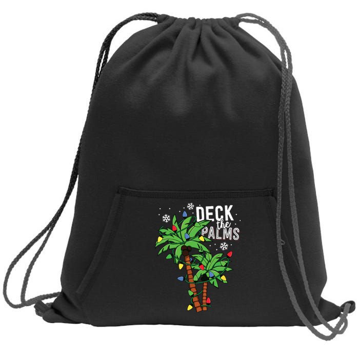 Deck The Palms Tropical Hawaii Christmas Palm Tree Lights Sweatshirt Cinch Pack Bag