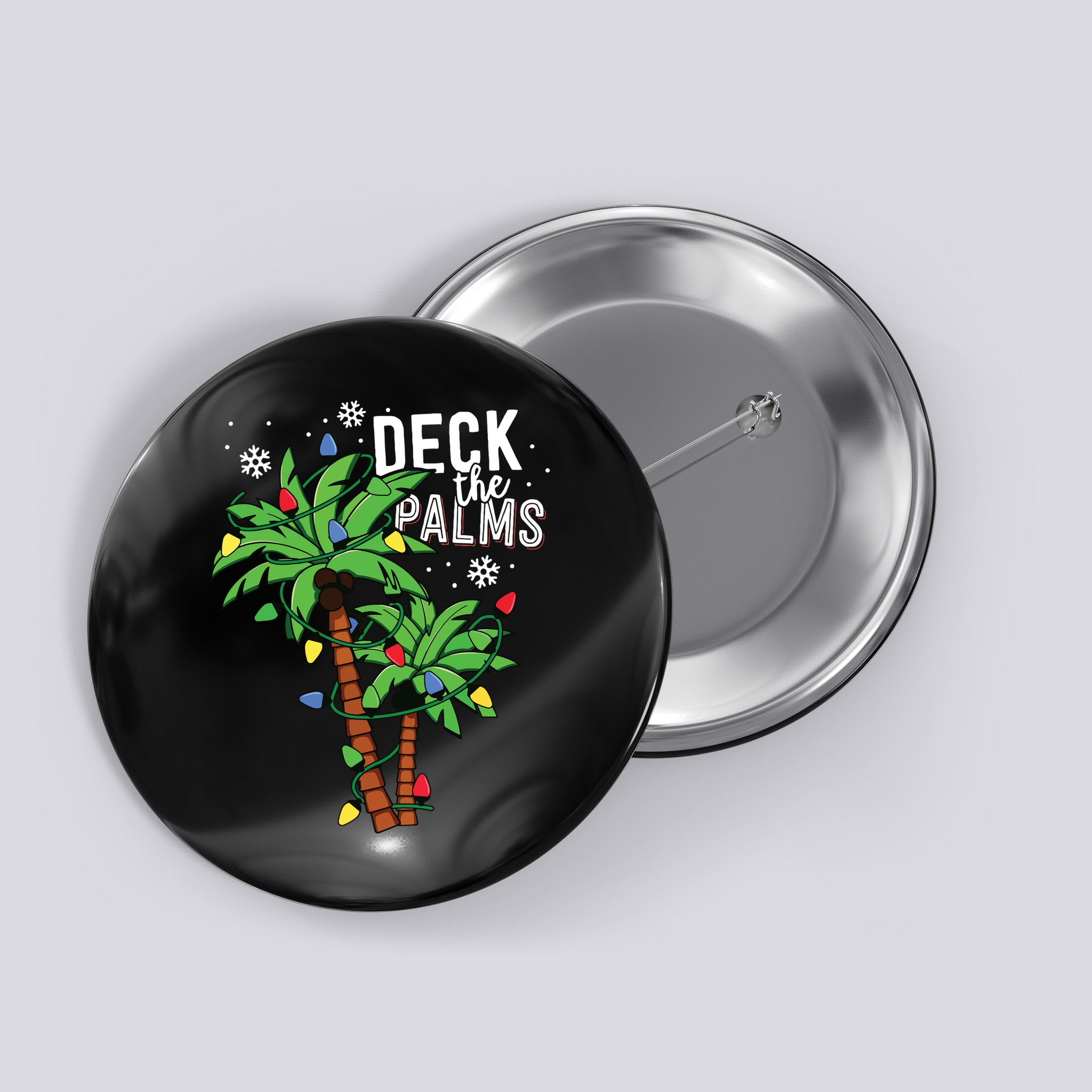 Deck The Palms Tropical Hawaii Christmas Palm Tree Lights Button