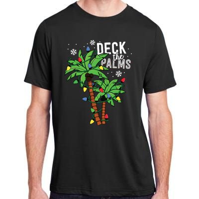 Deck The Palms Tropical Hawaii Christmas Palm Tree Lights Adult ChromaSoft Performance T-Shirt