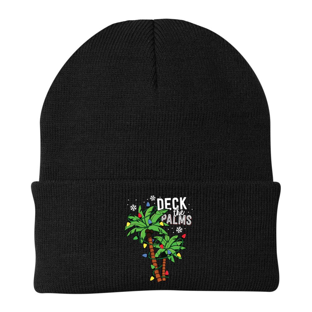 Deck The Palms Tropical Hawaii Christmas Palm Tree Lights Beanie