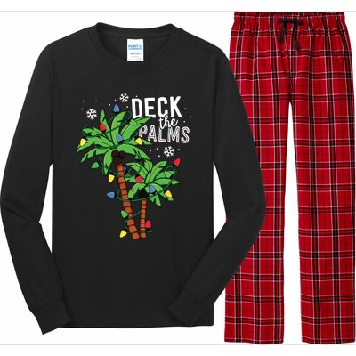 Deck The Palms Tropical Hawaii Christmas Palm Tree Lights Long Sleeve Pajama Set