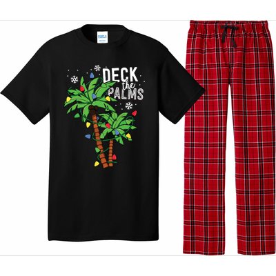 Deck The Palms Tropical Hawaii Christmas Palm Tree Lights Pajama Set