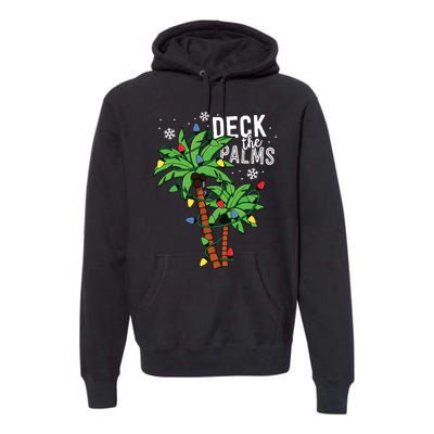 Deck The Palms Tropical Hawaii Christmas Palm Tree Lights Premium Hoodie