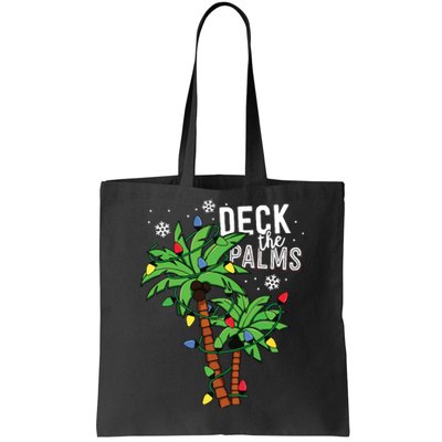 Deck The Palms Tropical Hawaii Christmas Palm Tree Lights Tote Bag