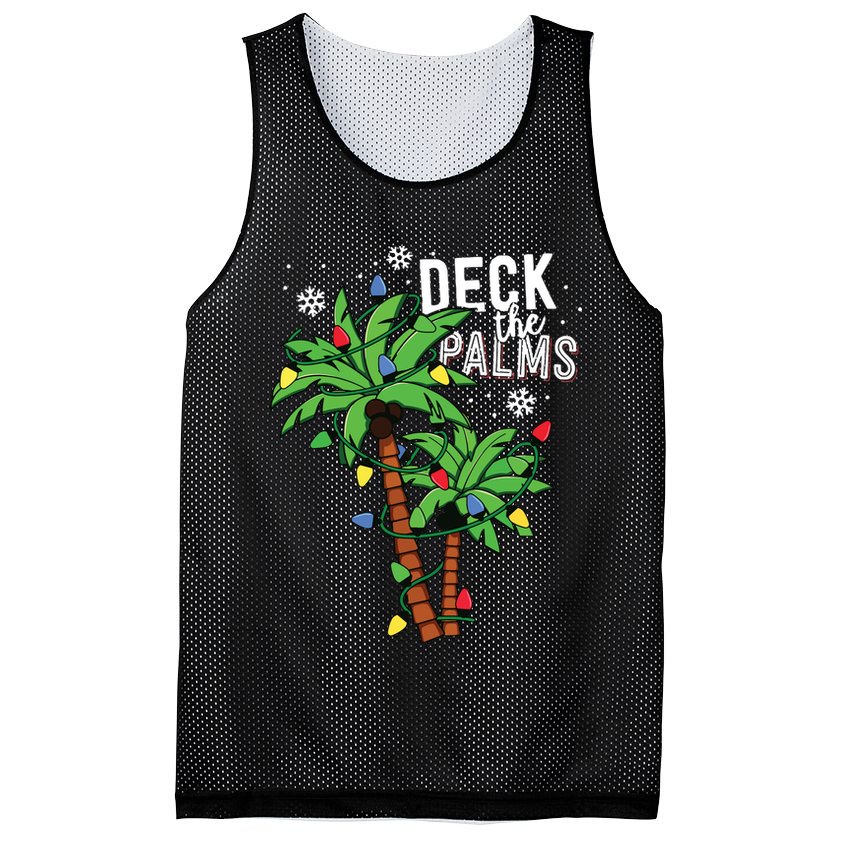 Deck The Palms Tropical Hawaii Christmas Palm Tree Lights Mesh Reversible Basketball Jersey Tank