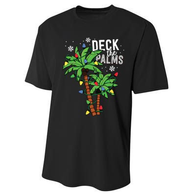 Deck The Palms Tropical Hawaii Christmas Palm Tree Lights Performance Sprint T-Shirt