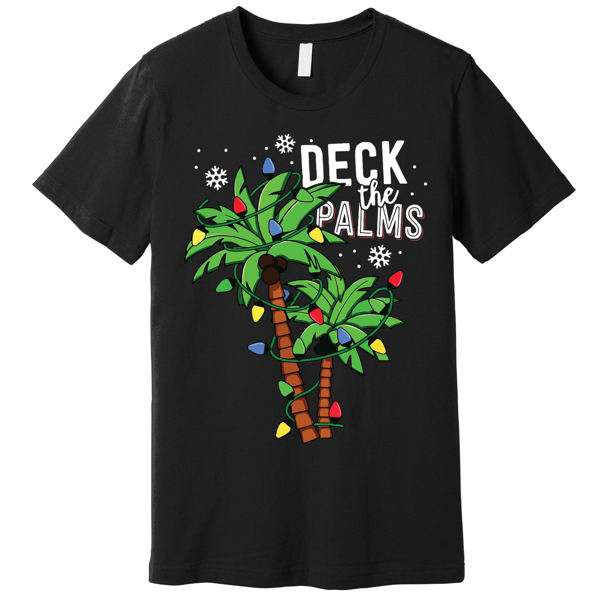 Deck The Palms Tropical Hawaii Christmas Palm Tree Lights Premium T-Shirt
