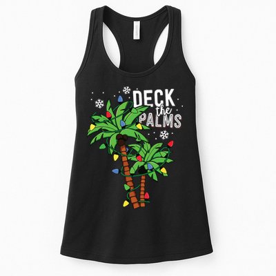 Deck The Palms Tropical Hawaii Christmas Palm Tree Lights Womens Tank Top