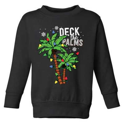 Deck The Palms Tropical Hawaii Christmas Palm Tree Lights Toddler Sweatshirt