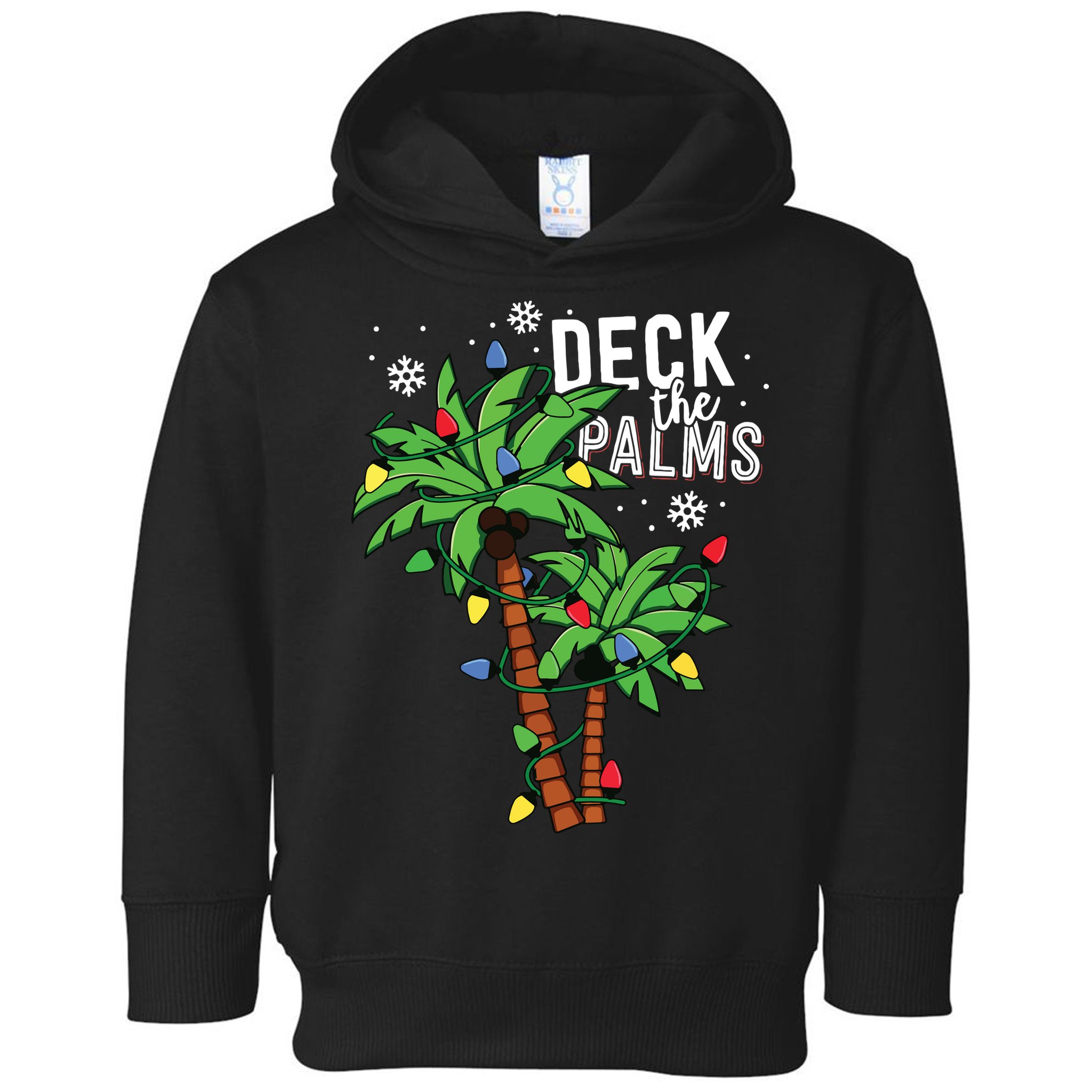 Deck The Palms Tropical Hawaii Christmas Palm Tree Lights Toddler Hoodie