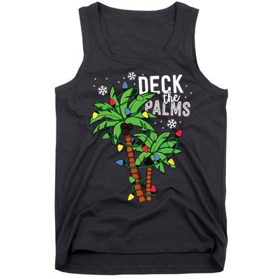 Deck The Palms Tropical Hawaii Christmas Palm Tree Lights Tank Top