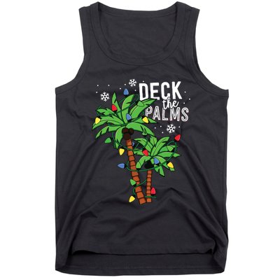 Deck The Palms Tropical Hawaii Christmas Palm Tree Lights Tank Top