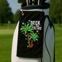 Deck The Palms Tropical Hawaii Christmas Palm Tree Lights Golf Towel