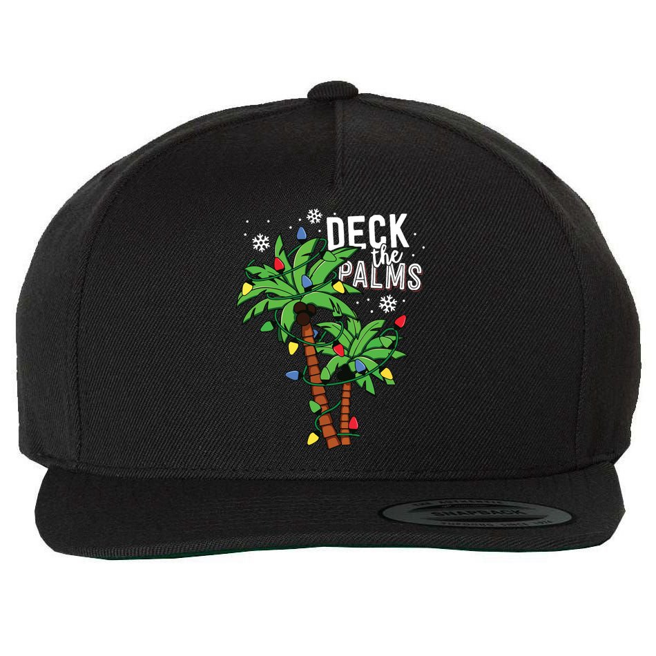 Deck The Palms Tropical Hawaii Christmas Palm Tree Lights Wool Snapback Cap
