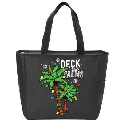 Deck The Palms Tropical Hawaii Christmas Palm Tree Lights Zip Tote Bag