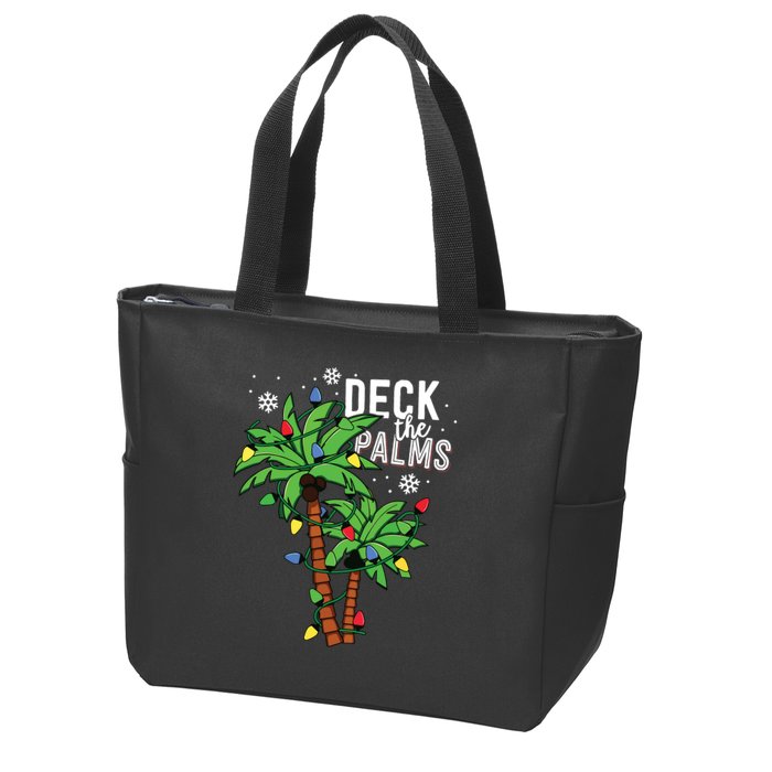 Deck The Palms Tropical Hawaii Christmas Palm Tree Lights Zip Tote Bag