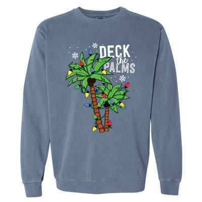 Deck The Palms Tropical Hawaii Christmas Palm Tree Lights Garment-Dyed Sweatshirt