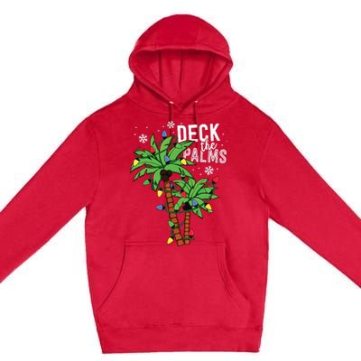 Deck The Palms Tropical Hawaii Christmas Palm Tree Lights Premium Pullover Hoodie