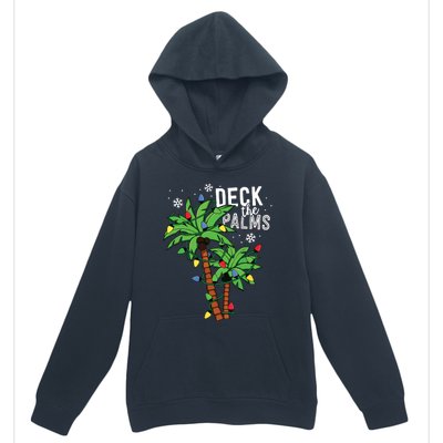 Deck The Palms Tropical Hawaii Christmas Palm Tree Lights Urban Pullover Hoodie