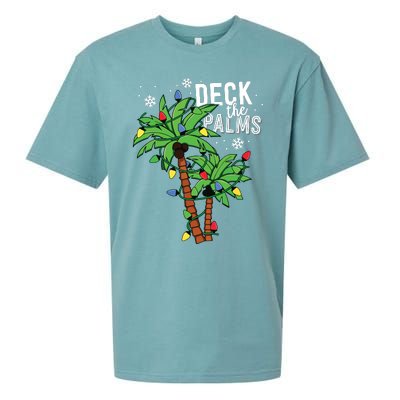 Deck The Palms Tropical Hawaii Christmas Palm Tree Lights Sueded Cloud Jersey T-Shirt