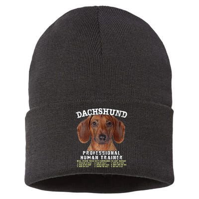 Dachshund Tan Professional Human Trainer Sustainable Knit Beanie