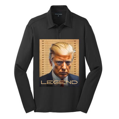 Donald Trump President Legendary Mugshot Trump Legend Silk Touch Performance Long Sleeve Polo