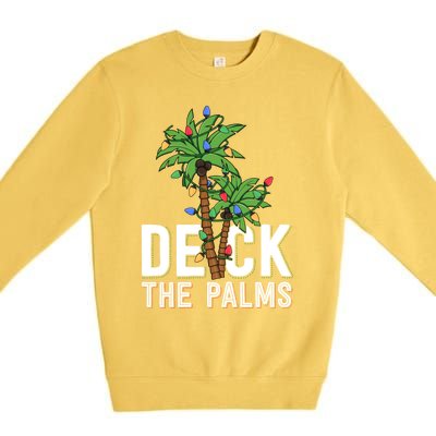 Deck The Palm Tree Lights Tropical Hawaii Family Christmas Cute Gift Premium Crewneck Sweatshirt