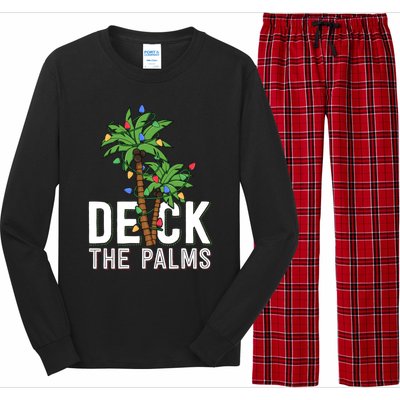 Deck The Palm Tree Lights Tropical Hawaii Family Christmas Cute Gift Long Sleeve Pajama Set