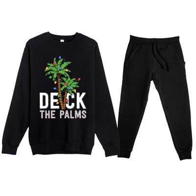 Deck The Palm Tree Lights Tropical Hawaii Family Christmas Cute Gift Premium Crewneck Sweatsuit Set