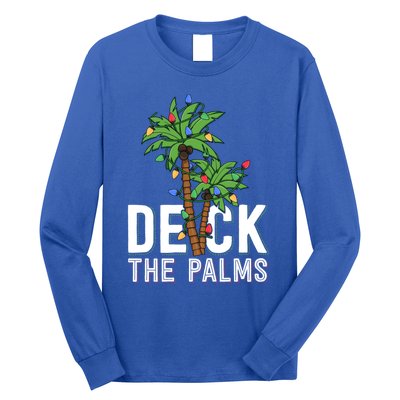 Deck The Palm Tree Lights Tropical Hawaii Family Christmas Cute Gift Long Sleeve Shirt