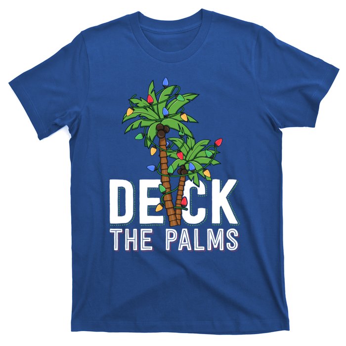 Deck The Palm Tree Lights Tropical Hawaii Family Christmas Cute Gift T-Shirt