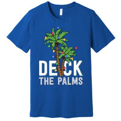 Deck The Palm Tree Lights Tropical Hawaii Family Christmas Cute Gift Premium T-Shirt