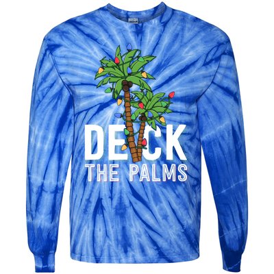 Deck The Palm Tree Lights Tropical Hawaii Family Christmas Cute Gift Tie-Dye Long Sleeve Shirt