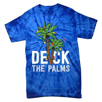 Deck The Palm Tree Lights Tropical Hawaii Family Christmas Cute Gift Tie-Dye T-Shirt