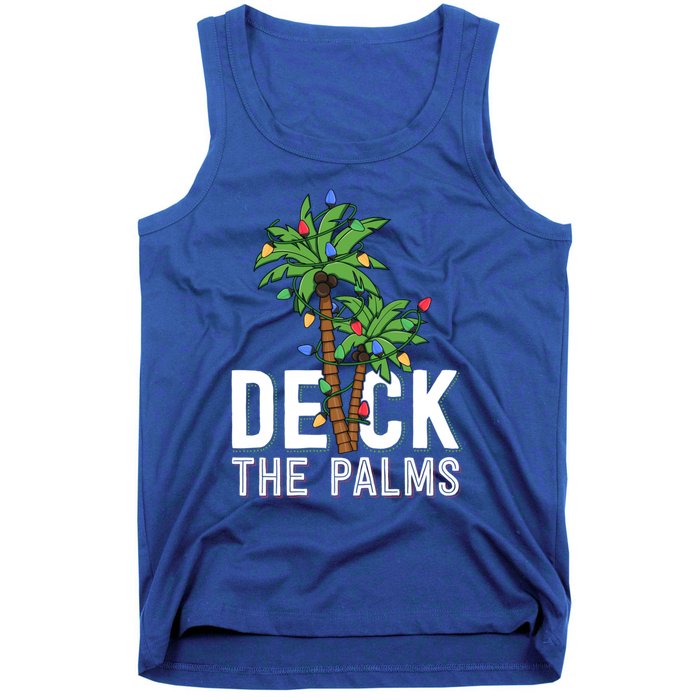 Deck The Palm Tree Lights Tropical Hawaii Family Christmas Cute Gift Tank Top