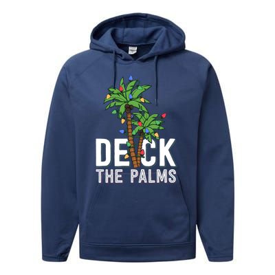 Deck The Palm Tree Lights Tropical Hawaii Family Christmas Cute Gift Performance Fleece Hoodie