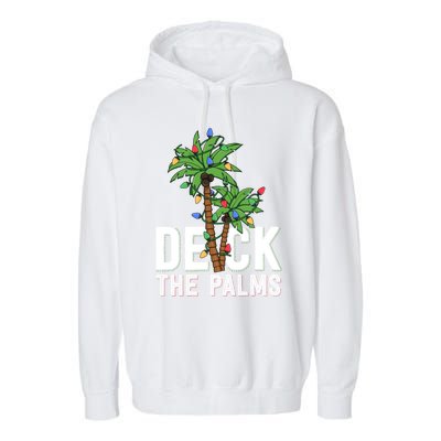 Deck The Palm Tree Lights Tropical Hawaii Family Christmas Cute Gift Garment-Dyed Fleece Hoodie