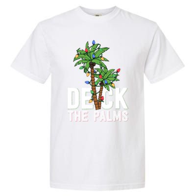 Deck The Palm Tree Lights Tropical Hawaii Family Christmas Cute Gift Garment-Dyed Heavyweight T-Shirt