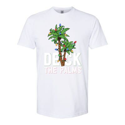 Deck The Palm Tree Lights Tropical Hawaii Family Christmas Cute Gift Softstyle CVC T-Shirt