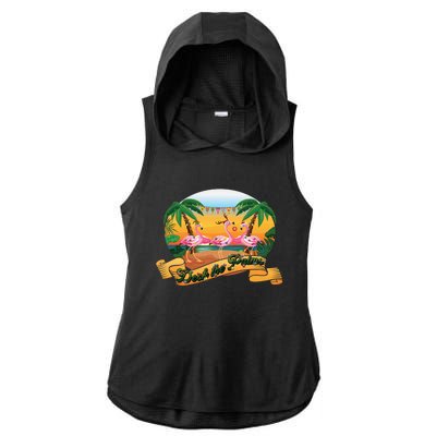 Deck The Palm Trees Merry Pink Flamingas Christmas Lights Cool Gift Ladies PosiCharge Tri-Blend Wicking Draft Hoodie Tank