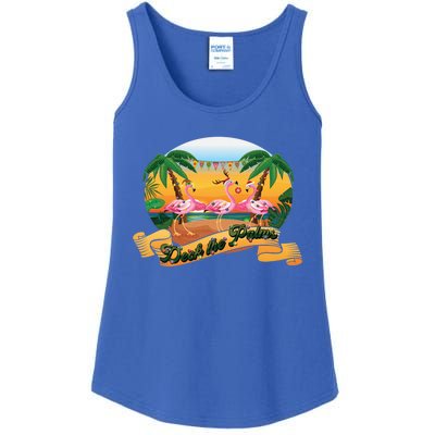 Deck The Palm Trees Merry Pink Flamingas Christmas Lights Cool Gift Ladies Essential Tank