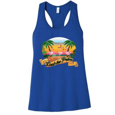 Deck The Palm Trees Merry Pink Flamingas Christmas Lights Cool Gift Women's Racerback Tank