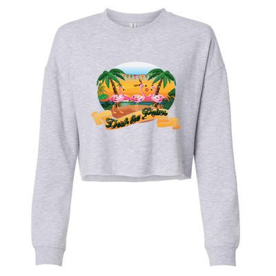 Deck The Palm Trees Merry Pink Flamingas Christmas Lights Cool Gift Cropped Pullover Crew