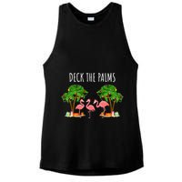 Deck The Palms Christmas Flamingo Bird Design With Trees Gift Ladies PosiCharge Tri-Blend Wicking Tank