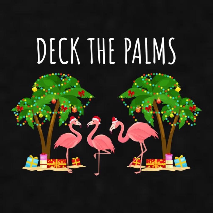Deck The Palms Christmas Flamingo Bird Design With Trees Gift Ladies PosiCharge Tri-Blend Wicking Tank