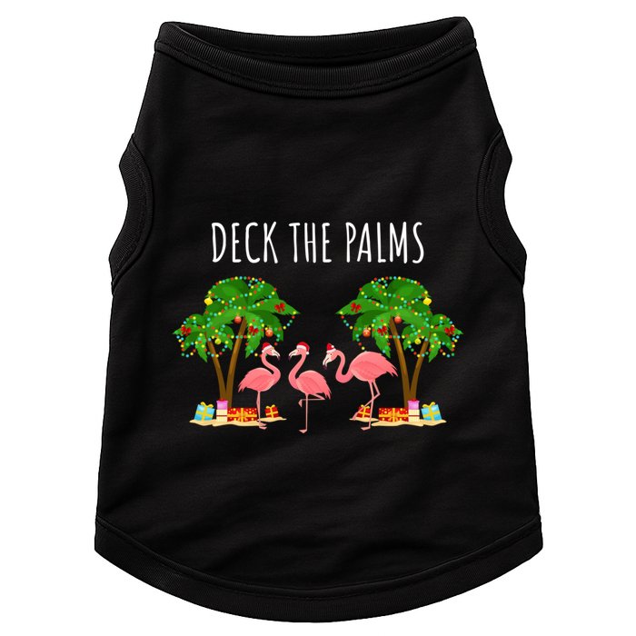 Deck The Palms Christmas Flamingo Bird Design With Trees Gift Doggie Tank