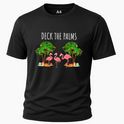Deck The Palms Christmas Flamingo Bird Design With Trees Gift Performance Shirt