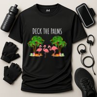 Deck The Palms Christmas Flamingo Bird Design With Trees Gift Performance Shirt